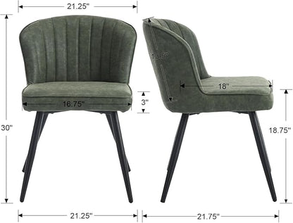 EALSON Modern Dining Chairs Set of 4 Leather Upholstered Accent Dining Room Chairs with Metal Legs Comfortable Armless Kitchen Chairs for Living Room/Dining Room,Green