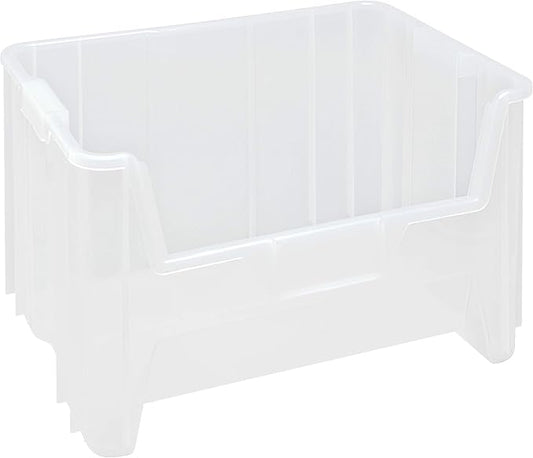 Hudson Exchange 20" x 15" x 12.5" (1 Pack) Plastic Giant Stackable Hopper Bin Container, Clear