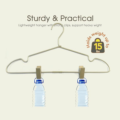 16.5" Adult Gold Metal Clips Pants Coat Clothes Hangers,30 Pack Coat Suit Closet Storage Display,Space Saving Standard Size Adult Clothing for Home Garment Clothes Shop