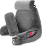 Nestl Reading Pillow with Shredded Memory Foam Includes 2 Neck and Lumber Support Pillows, Designed for Sitting Up in Bed and Couch, Back and Arms Adjustable Support for Adult & Teens, Dark Grey