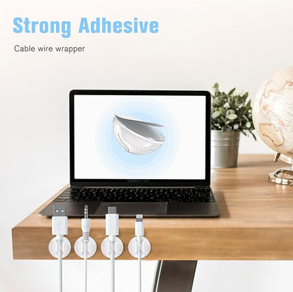 12 Pack Cable Clips, Znben Clear Cord Organizer Holder Adhesive Cord Management Charger Wire Holder Clips for Desk, Home, Office, Car, Cubicle, Nightstand