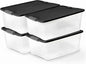 HOMZ 4-Pack Secure Latch, Clear Plastic Storage Organizer Bins, 15 Quart, Gray Lid - Stackable Container Boxes for Bedroom, Bathroom, Garage, and Office Organization