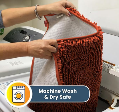 Muddy Mat® | Super Absorbent Door Mat Indoor, Microfiber Quick Dry Chenille Entryway Rug, Non-Slip Front Door Mat, Indoor Mats for Entryway, Machine Washable Pet Rug, Orange Runner 24"X60"