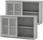 Costzon Sideboard Buffet Cabinet of 2, Wooden Kitchen Storage Cabinet with Adjustable Shelf, Sliding Glass Doors, Accent Coffee Bar Cabinet Console Table for Living Room, Dining Room, Hallway