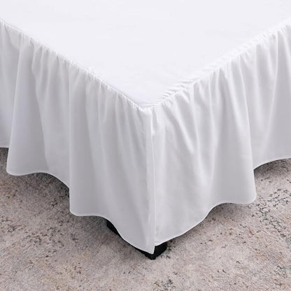 TSUTOMI Bed Skirt Full Size Ruffled Bed Skirt with Split Corners, 16 Inch Drop Dust Ruffle Bed Skirts with Platform, Gathered Style, 100% Microfiber, White