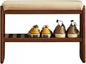 Wood Shoe Bench,2-Tier Storage Bench with Cushion Padded Seat,Entryway Bench with Shoe Storage, Small Bench for Entryway,Living Room