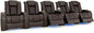 Seatcraft Diamante Zero-Gravity CoolZero Italian Leather Home Theater Seating, Power Headrest, Power Recline, Row of 5, Brown