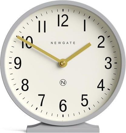 NEWGATE® Q Mantel Clock | Modern Classic Round Mantel Clock | Clockwork Gray | Contemporary Style for Mantel, Desk, Table, Shelf or Bedside