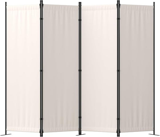 Room Divider, 4 Panel Folding Privacy Screen, 88” Portable Separating with 3 Metal Feet, Partition Room Dividers, Lightweight Freestanding Wall Divider Screen for Office Bedroom Hospital(White)