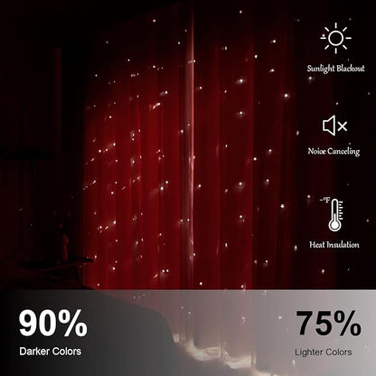 Star Double Layer Blackout Curtains for Bedroom & Kids, Cute, 108 Inches Long, 2 Panels Set, Pink, 42 X 108 Inches