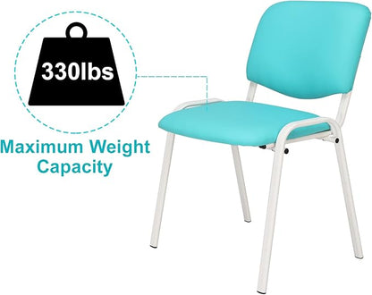 VINGLI Blue Waiting Room & Office Chairs - 10-Pack Stackable PU Set for Church, Conference Room, Lobby & Guest Reception Area