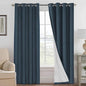 H.VERSAILTEX Linen Curtains 100% Blackout Curtains for Bedroom 90 inch Long Full Light Blocking Nature Linen Blended Window Curtains for Living Room Nickel Grommet (2 Panels, Navy)