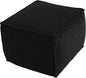 MeMoreCool Stuffed Pouf Ottoman Foot Rest Square, Corduroy Floor Pouf Foot Stool with Foam Chunk Filling, Soft Stuffed Ottoman Footrest for Living Room, Black