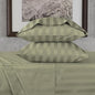 URBANHUT 800 Thread Count 100% Cotton Damask Full Size Sheets, 4 Piece Striped Full Size Bedsheets, Luxury Hotel Sheets Sateen Weave - Better Than Egyptian, 16" Elasticized Deep Pocket- Sage