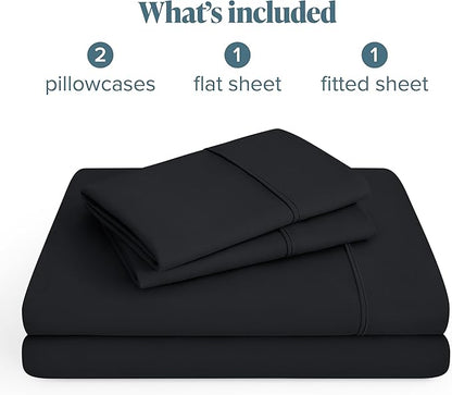 Bare Home Hotel Luxury Twin Sheet Set, Extra Soft - 4 Piece Set - Deep Pockets - Easy Fit - Cooling & Breathable - Wrinkle, Fade, Stain Resistant - Includes 2 Pillowcases (Twin, Black)