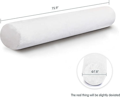 SyMax 7.8"x76" Body Pillow for King Bed, Memory Foam Bolster w/Removable Velvet Cover, Headboard Gap Filler Pillow, White