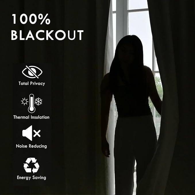 Macochico Thermal Blackout Chenille Curtains 100% Blackout Window Draperies for Living Room Bedroom Auditorium Banquet Hotel Rock Grey Curtains with Tieback Classic Home Decor 72" Wx102 L 1 Panel