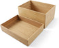 2-Piece Large Bamboo Storage Box Set, 7.1 in High Stackable Deep-Drawer Organizer for Kitchen Cutlery, Utensils & Knives, Lidless Wooden Bin for Homes & Offices (14.6"x10.2"x7.1"+14.6"x10.2"x3.1")