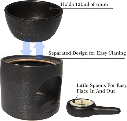 | Wax Burner | Tealight Warmer Ceramic | Wax Melt Candle Melter| Duftlampe | Scented Oil Diffuser with Tealight | Size H*11cm ø10cm with Removable Bowl & Tealight Holder | Matt Painting