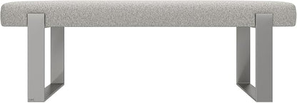 VANT Upholstered Bed Bench - Faux Merino Wool Grey - Brushed Nickel - Contemporary Modern, Bedroom Bench Seat, Hallway, or Entryway
