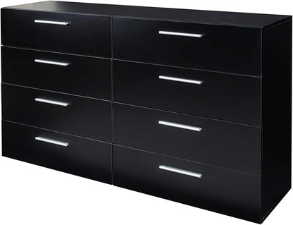 Karl home 8 Drawer Dresser, Wood Black Vanity Drawer Cabinet, Bedroom Storage Cabinet TV Stand, Large Dresser Storage Chest with Deep Drawers, Bedroom Furniture，55.1 * 31.5 * 15.7 inches