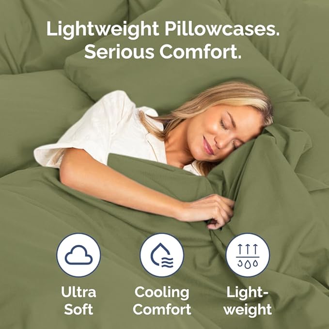 King Pillow Cases Set of 2 - Ultra Soft Hotel Quality Pillowcase Covers - Comfy, Cozy & Wrinkle Free - Shrinkage, Stain & Fade Resistant - Machine Washable Pillow Protectors - 2 Piece Set - Sage Green