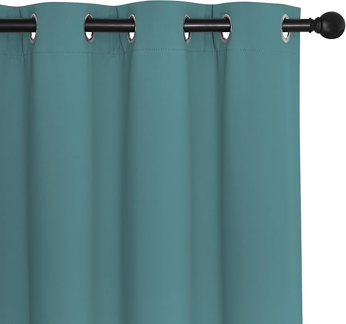 NICETOWN Blackout Curtains 84 Inch Length, Thermal Insulated Curtains for Bedroom Grommet Energy Saving Room Darkening Drapes for Living Room Window, 1 Panel, Sea Teal, 66" W x 102" L