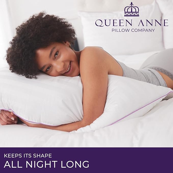 Queen Anne Hotel Collection Pillows – Luxury Down Alternative Bed Pillows (2-Pack, King Soft) – Ultimate Comfort, Hypoallergenic, Made in The USA