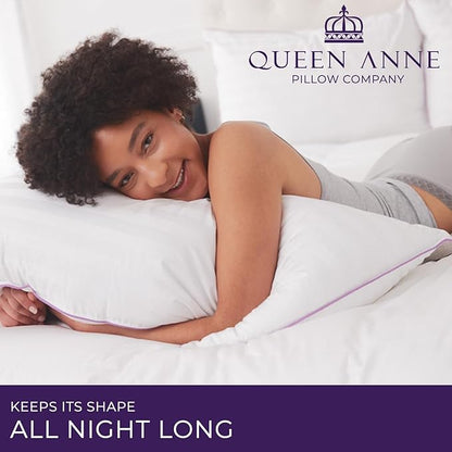 Queen Anne Hotel Collection Pillows – Luxury Down Alternative Bed Pillows (2-Pack, Standard Soft) – Ultimate Comfort, Hypoallergenic, Made in The USA