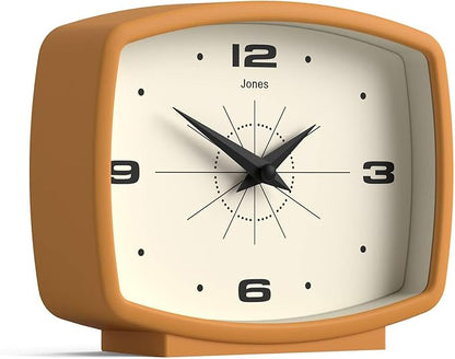 JONES CLOCKS® Film Desk Clock | Retro Rectangular Design | Mustard Yellow | Retro Design, Blending mid Century Style with a Punchy Modern Finish for Shelf, Table, Mantel or Bedside