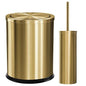 Maxdot 2 Pcs Gold Bathroom Trash Can with Flipping Lid 4 Gallon/15 L and Toilet Brush Set, Large Brushed Stainless Steel Garbage Trash Can Toilet Cleaner Brush Bin for Bathroom Bedroom Office