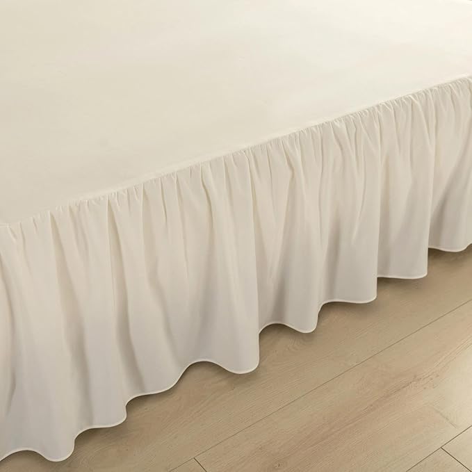 Bed Skirt King Size Ruffled Bed Skirt with Split Corners, Ivory King Bed Skirts 18 Inch Drop, King Size Bed Skirting with Platform, 18'' King