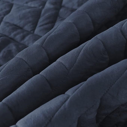 HORIMOTE HOME Quilt Set Twin Size Navy Blue, Classic Geometric Diamond Stitched Pattern, Ultra Soft Microfiber Lightweight Bedding Set Bedspread Coverlet for All Season with 1 Quilt 1 Pillow Sham