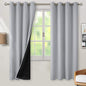 BGment Thermal Insulated 100% Blackout Curtains for Bedroom with Black Liner, Double Layer Full Room Darkening Noise Reducing Grommet Curtain (55 x 69 Inch, Light Grey, 2 Panels)