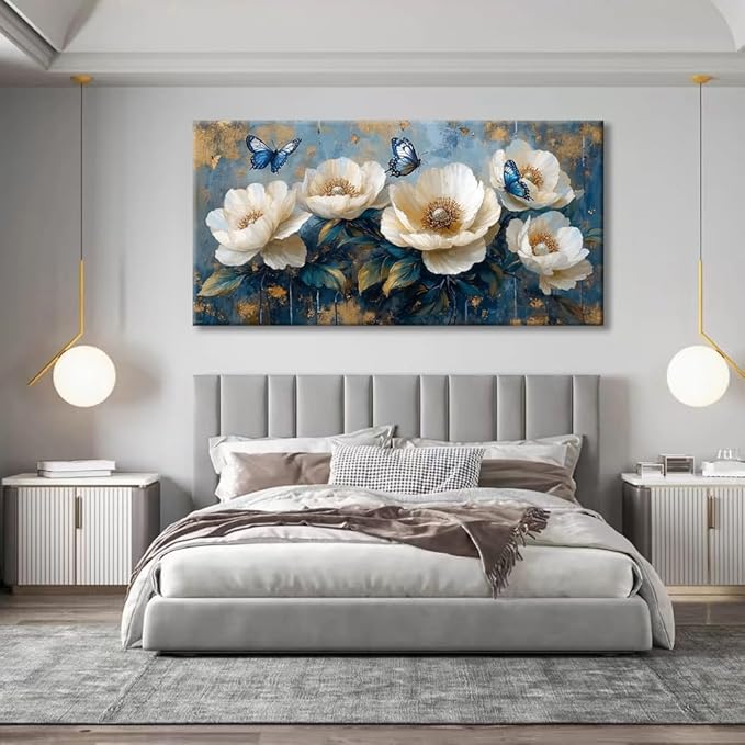 Flowers Canvas Wall Art - Modern landscape Paintings for Living Room, Bedroom Wall Decor, Framed Wall Art for Home or Office Decoration, Large Wall Art 75x150cm(30x60in)