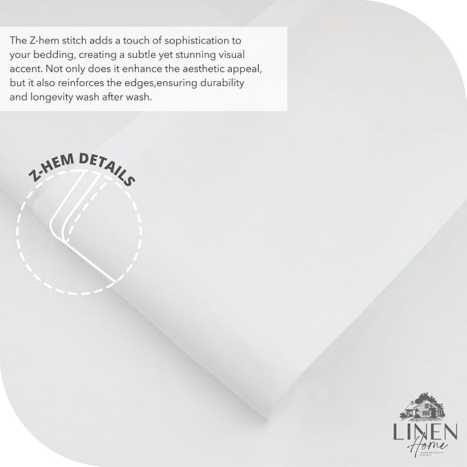Linen Home 100% Cotton Percale Sheet Set, Cal King Size, White, Deep Pocket, 6 Pieces Set - 1 Flat, 1 Deep Pocket Fitted Sheet and 4 Pillowcases, Crisp Cool and Strong Bed Linen