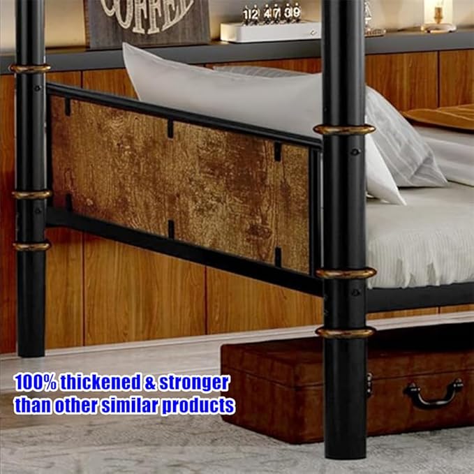 Higher Quality & Stronger Heavy Duty Metal Bunk Bed Frame Twin XL Over Twin XL Size for Adults Teens, Thickened More Stable Steel Bunkbed