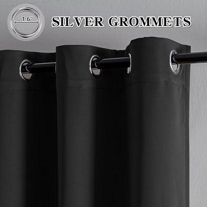 Curtains 72 Inch Length 2 Panels Set, Blackout Curtains for Bedroom Living Room, Thermal Insulated Grommet Room Darkening Drapes for Privacy Home Decor Windows(W52 x L72, Dark Grey)