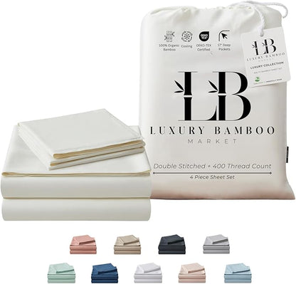 Full Size Sheet Set | 100% Viscose | Organically Grown | Ultra Soft | Cooling Sheets for Hot Sleepers | 17" Deep Pocket [Ivory]
