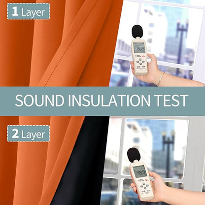 BGment Short 100% Blackout Curtains for Bedroom, Thermal Insulated Lined Energy Efficiency Noise Reducing Grommet Curtains 54 Inch Length for Small Window 2 Panels Each 42 Inch Wide, Burnt Orange
