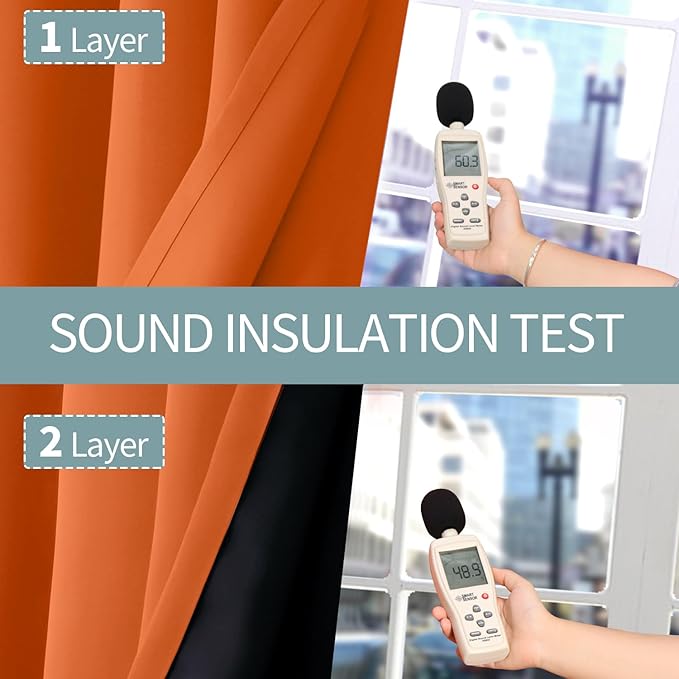 BGment Thermal Insulated 100% Blackout Curtains 90 Inch Length 2 Panels, Total Light Blocking Curtains for Bedroom, Grommet Window Drapes with Thick Black Liner, 52 Inch Wide Each Panel, Burnt Orange