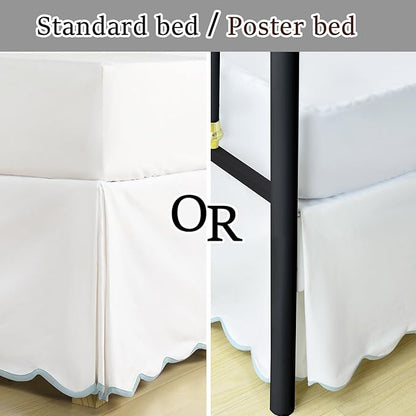 HIG King Bed Skirt - Easy Fit Scallop Edge Pleated Bedskirts with Spilt Coner, 12 Inch Drop Anti-Slip Dust Ruffle, Thick Fabric for Enhanced Privacy, Pre-Washed for Long-Lasting Use, Machine Washable