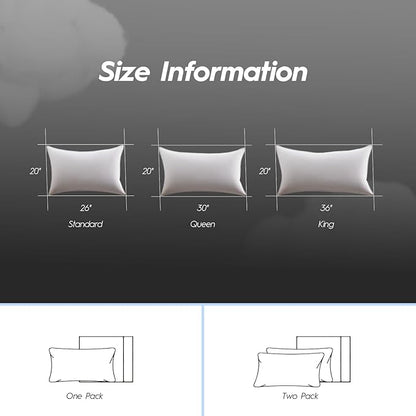 Globon Luxury Down Pillows Queen Size Set of 2 for Side Sleepers, 100% Cotton Shell Hotel Collection Bed Pillow for Sleeping, Firm Down Surrounded Feather Pillow 20" x 30"