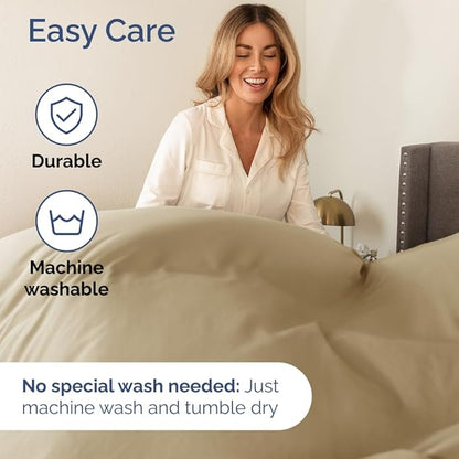 Cal King Size 4 Piece Sheet Set - Comfy Breathable & Cooling Bed Sheets Set - Hotel Luxury Bedding for Women, Men, Kids, Teens, Boys & Girls - Deep Pockets, Ultra-Soft, Wrinkle Free - Oeko-Tex - Beige