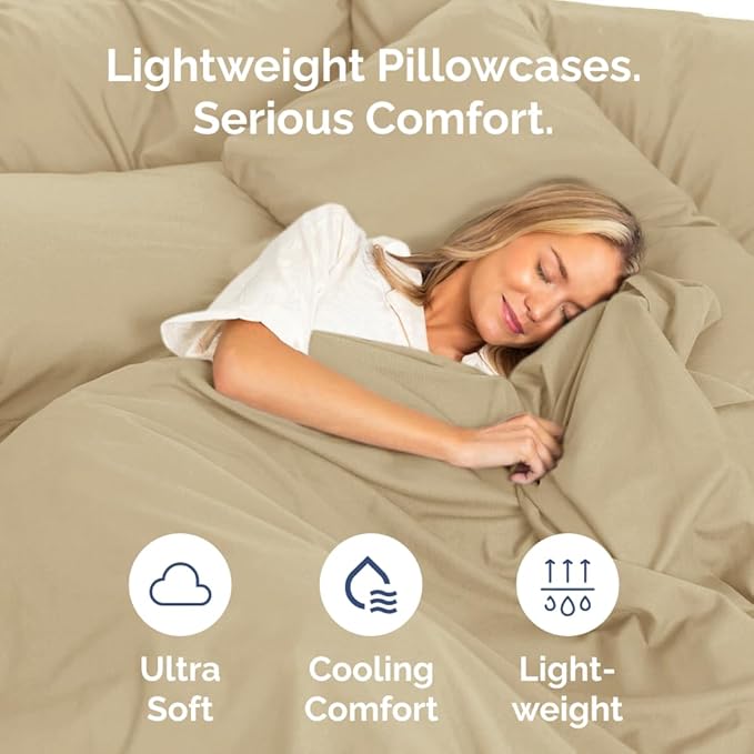 Queen Pillow Cases Set of 6 - Ultra Soft Hotel Quality Pillowcase Covers - Comfy & Wrinkle Free - Shrink, Stain and Fade Resistant - Easy-Care, Machine Washable Pillow Protectors - 6 Pcs Set - Beige