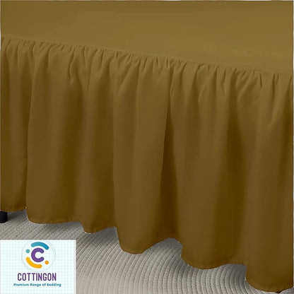 Cottingon Ruffled Bed Skirt with Split Corners-Dust Ruffle - 15" Drop 100% Microfiber Soft,Sheen & Luxurious Look - Bed Skirts (Taupe -Twin)