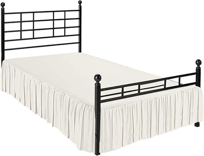 Ruffled Bed Skirt with Split Corners, Ivory, Twin 16 Inch Drop Bedskirt, Hotel Quality Brushed Microfiber Wrinkle Free Dust Ruffle Bed Skirt Twin Size