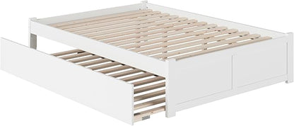 AFI Concord King Size Platform Bed with Footboard & Twin XL Trundle in White