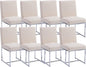 CIMOTA Modern Dining Chairs Set of 8, Upholstered Dining Room Chairs Armless Guest Side Chair with Chrome Base for Dining Room/Kitchen, Beige, 8PCS
