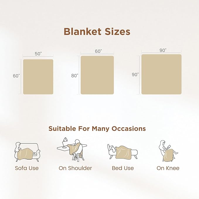 Sophia & William Throw Blanket for Couch Sofa(90x90 Inches) - Faux Fur Throw Soft Cozy, Gifts for Women, Cream